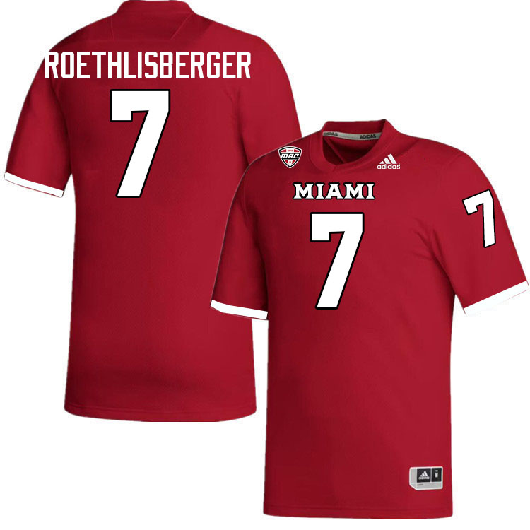 Miami University Redhawks #7 Ben Roethlisberger College Football Jerseys Stitched-Red